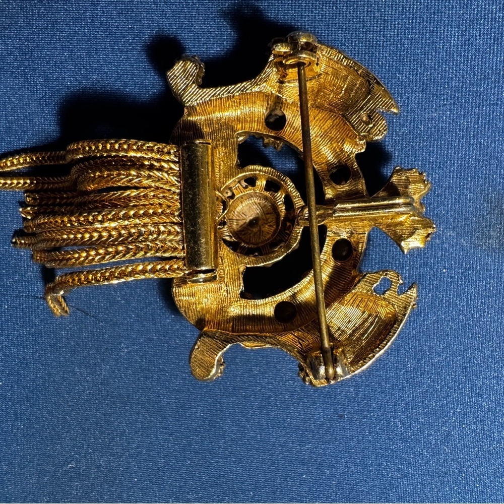Vintage Gold Tassel Statement Brooch - Women Jewelry - Picture 3 of 5
